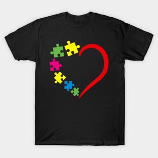 Love Ribbon Heart Puzzle Peace Autism Awareness Cute T-Shirt